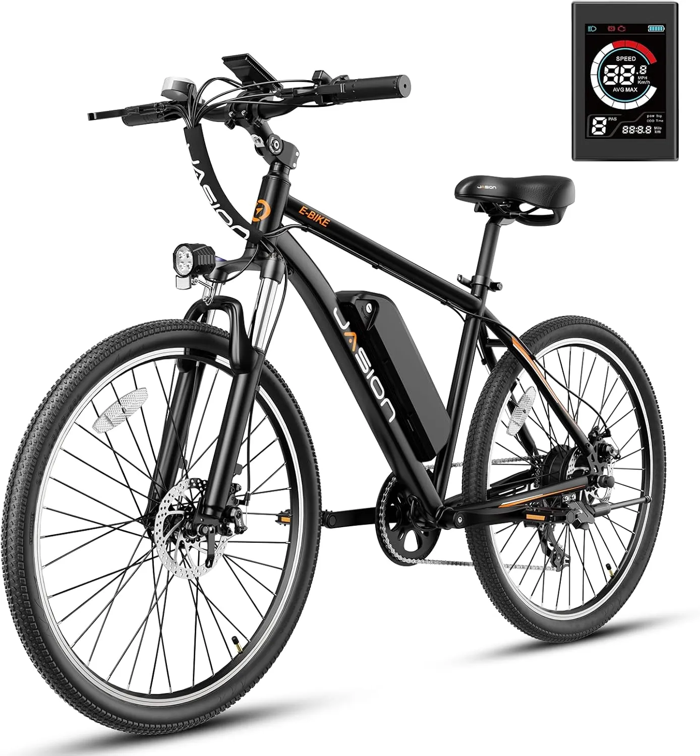 Jasion EB5 Electric Bike for Adults with Peak 500W Brushless Motor, 40Miles 20MPH Commuting Electric Mountain Bike