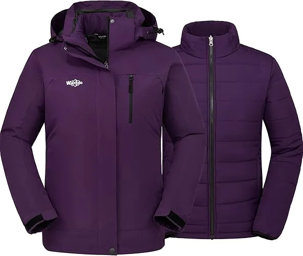 5 wantdo Women's 3 in 1 Waterproof Ski Jacket Windproof Winter Snow Coat