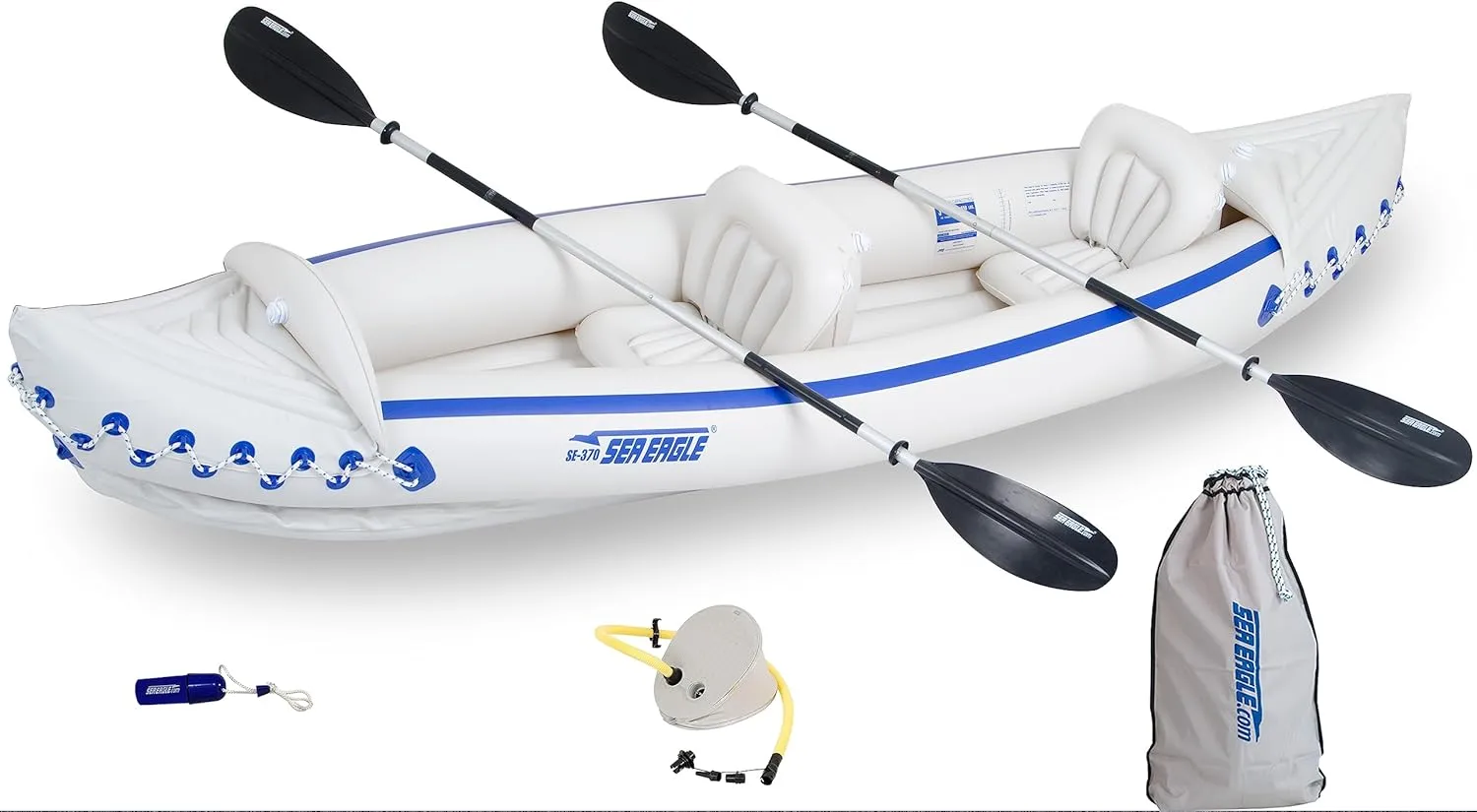 Sea Eagle SE370 Inflatable Kayak 1-3 Person-Portable Stowable & Lightweight-with Seat