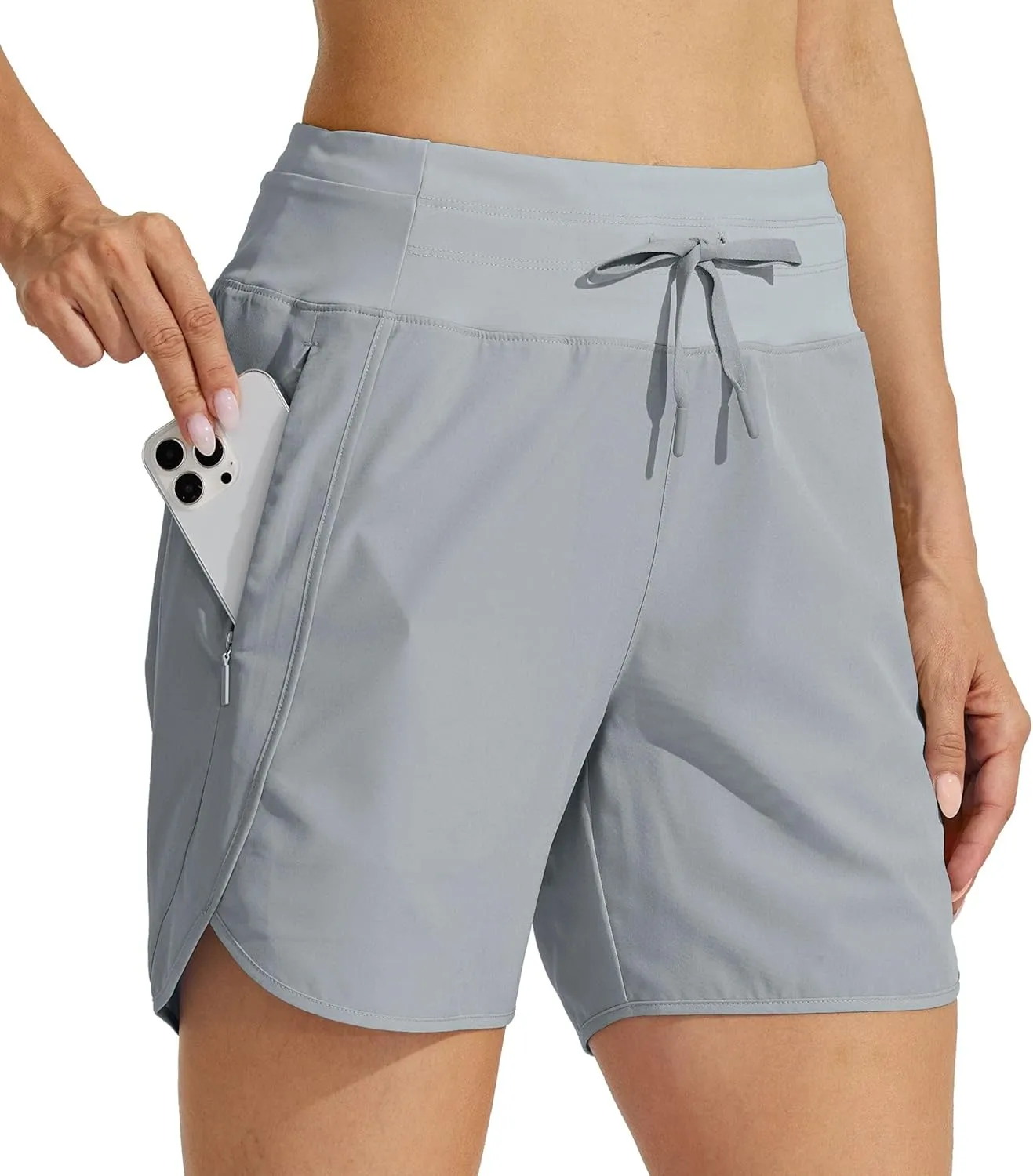 6 Willit Women's Athletic Running Shorts 5 Quick Dry Workout Hiking High Waisted Active Gym Exercise Zipper Pocket
