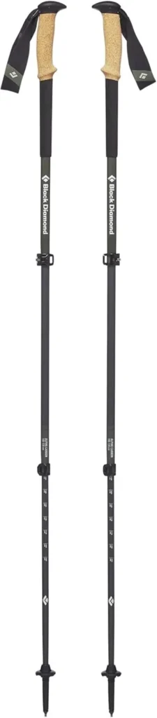 Black Diamond Alpine Carbon Cork Trekking Poles, Pair of 2 Ultra Lightweight Carbon Fiber Hiking Sticks for Backpacking and Mountaineering, Tundra