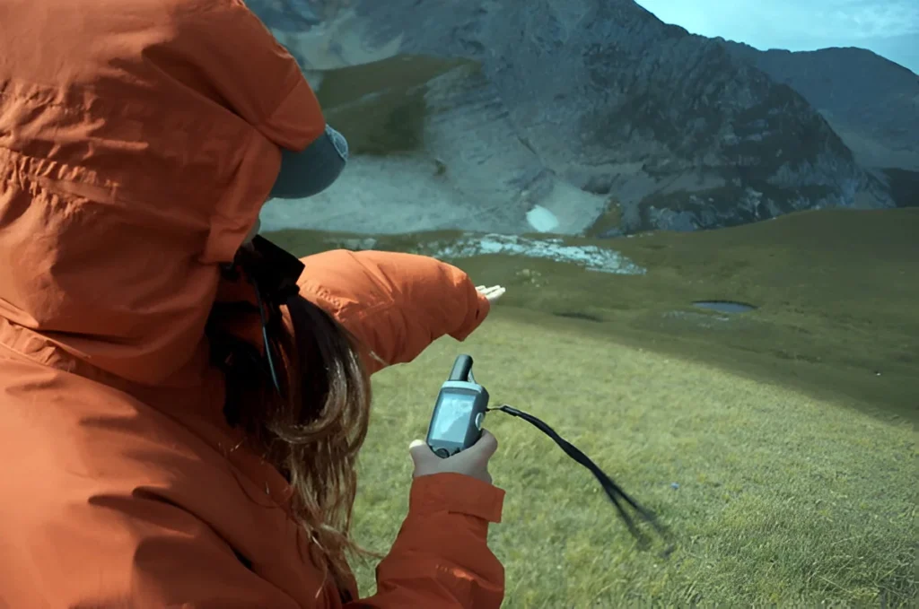 Girl with gps navigator