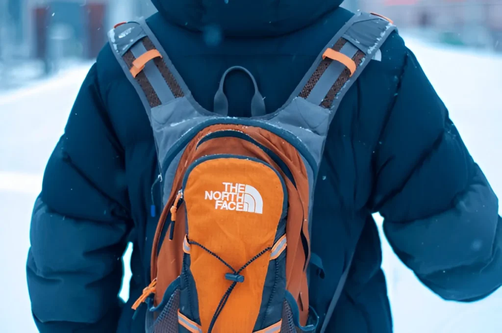 the north face, close-up. Winter equipment, outfit