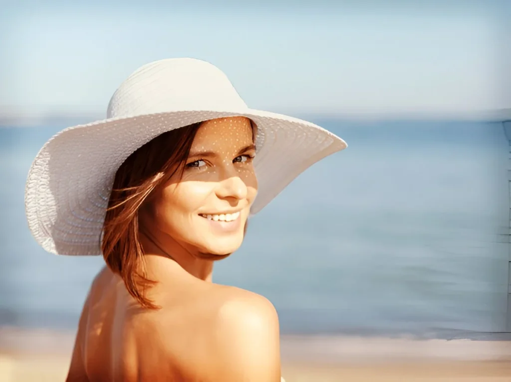 summer holidays and vacation concept - girl in bikini standing on the beach