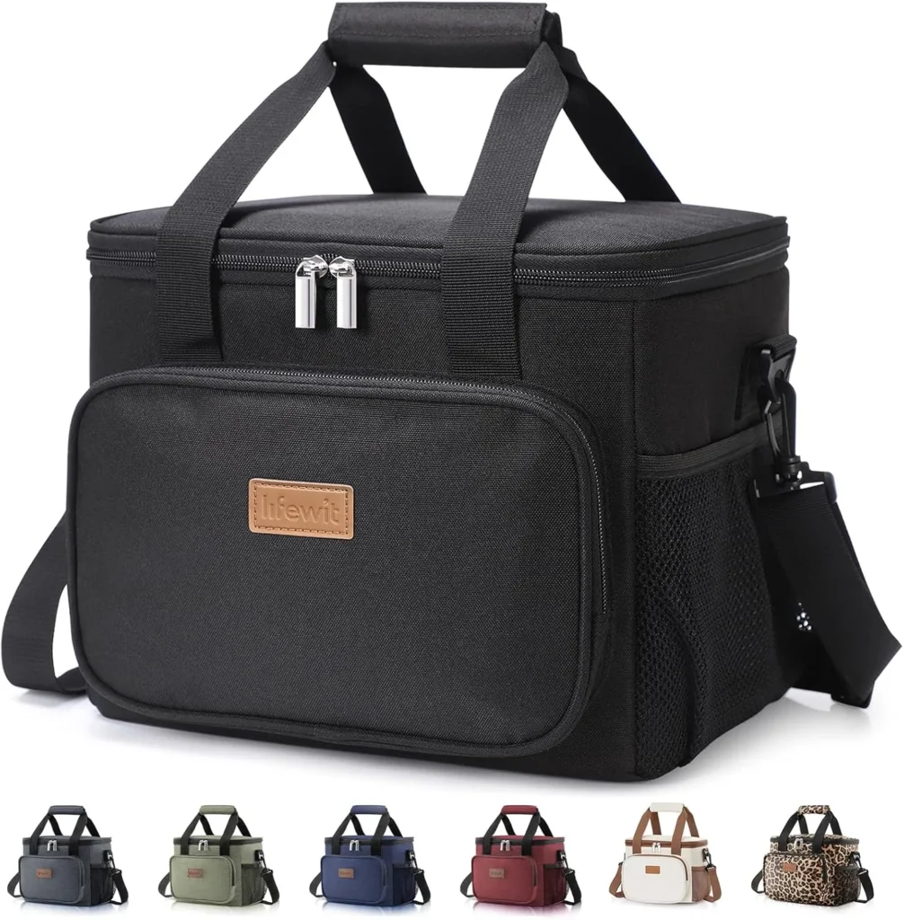 Lifewit Large Lunch Bag Insulated Lunch Box Soft Cooler Cooling Tote for Adult Men Women, Black 24-Can (15L)