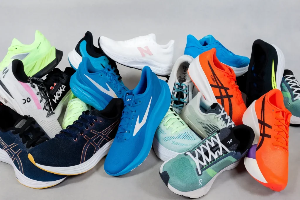 A collection of top-performing sneakers showcasing comfort, cushioning, and speed, representing the Best Running Shoes for Men for testing.