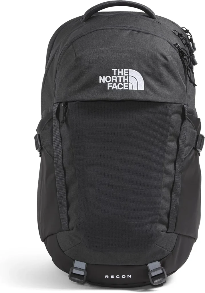 The North Face Recon Everyday Laptop Backpack - Daypack, Water Repellent, 16" Laptop Sleeve, 2 Water Bottle Pockets, Asphalt Grey Light Heather/TNF Black-NPF, One Size
