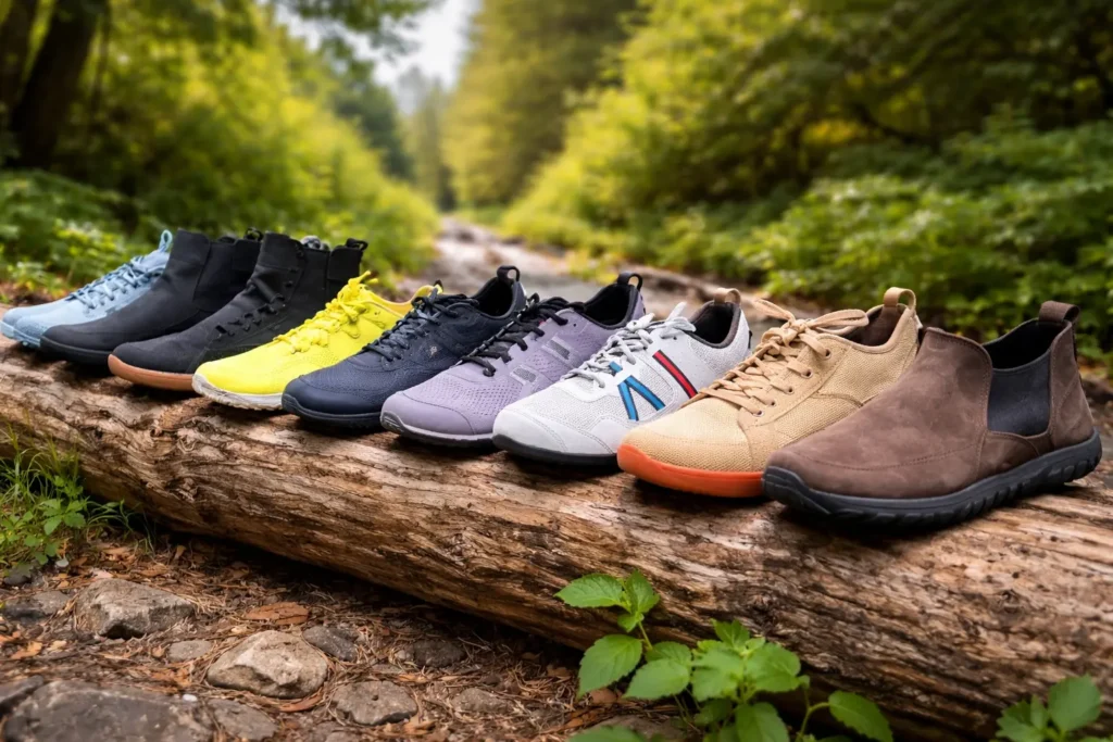 Best Barefoot Shoes displayed in a clean lineup, highlighting minimalist design, flexible soles, and lightweight comfort for natural foot movement.